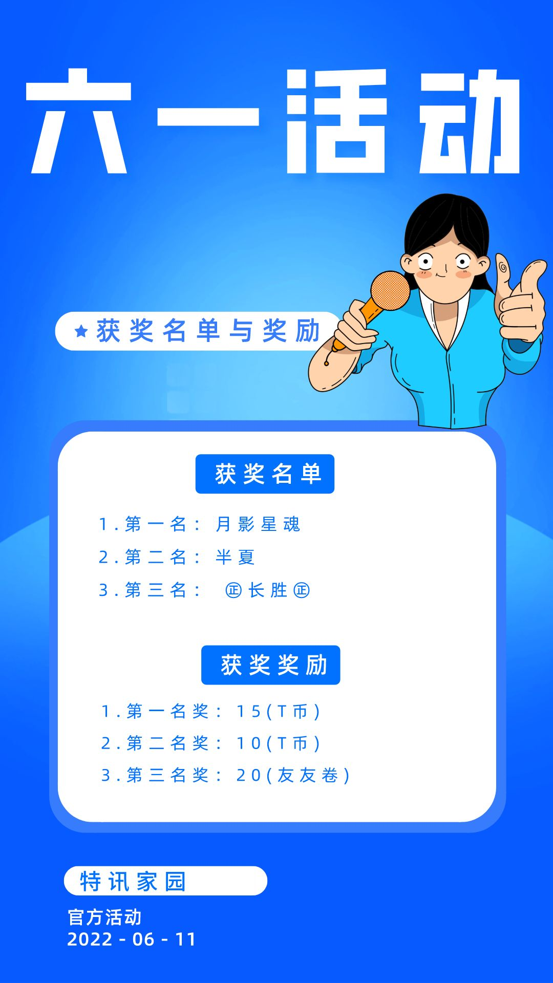 【官方活动】六一获奖名单。